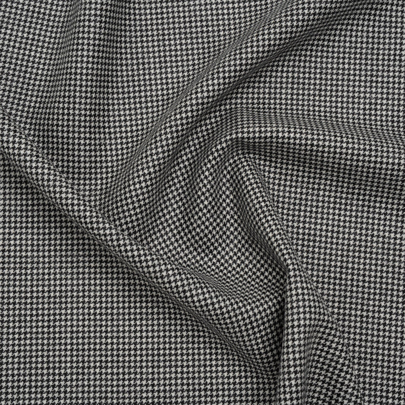 Brushed Virgin Merino Wool Twill - Black and White Little Houndstooth