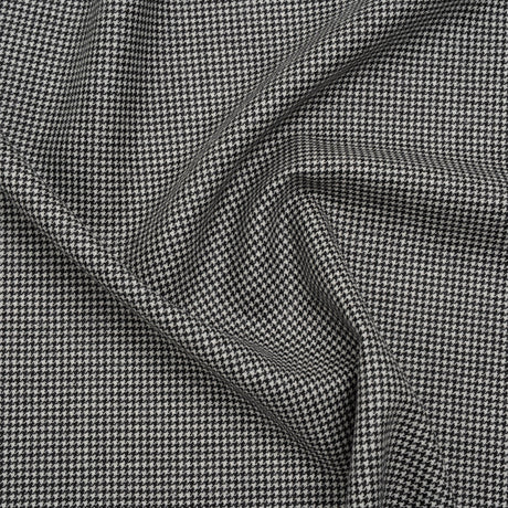 Brushed Virgin Merino Wool Twill - Black and White Little Houndstooth
