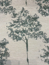 Trees Curb Appeal Chenille Upholstery Fabric - Aqua Blue, Off White Trees, 58" Width (1 Yard)