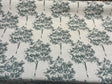Trees Curb Appeal Chenille Upholstery Fabric - Aqua Blue, Off White Trees, 58" Width (1 Yard)