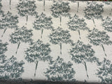 Trees Curb Appeal Chenille Upholstery Fabric - Aqua Blue, Off White Trees, 58" Width (1 Yard)