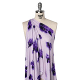 Stretch Polyester ITY Jersey - Purple and Lilac Painterly Florals - Deadstock