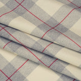 Brushed Recycled Polyester Jersey - Cream, Gray and Red Twill Plaid - Deadstock