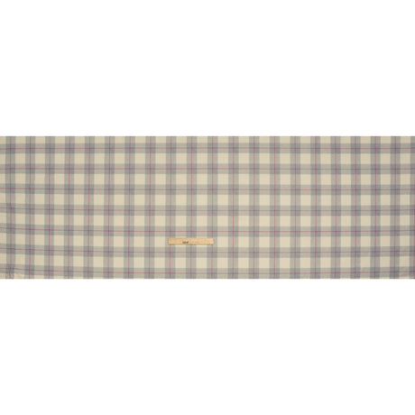 Brushed Recycled Polyester Jersey - Cream, Gray and Red Twill Plaid - Deadstock