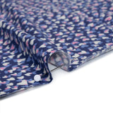 Stretch Polyester ITY Jersey - Blue, Periwinkle and Pink Explosion of Hearts - Deadstock