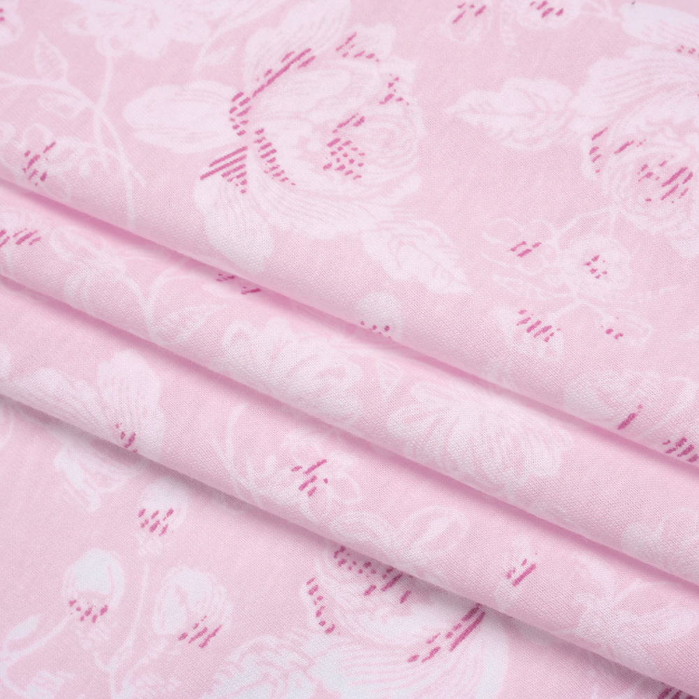 Cotton Jersey - Pink and White Floral - Deadstock
