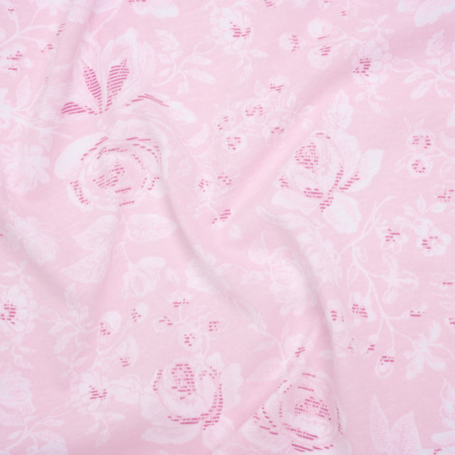 Cotton Jersey - Pink and White Floral - Deadstock