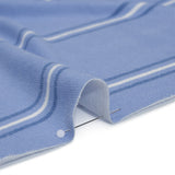 Brushed Stretch Polyester Sweater Knit - Country Blue and White Stripes - Deadstock