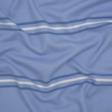 Brushed Stretch Polyester Sweater Knit - Country Blue and White Stripes - Deadstock
