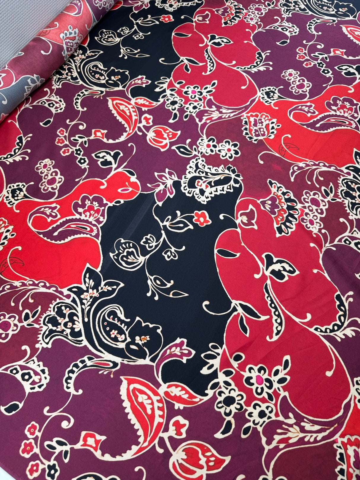 Silk Floral Fabric Multicolour Italian