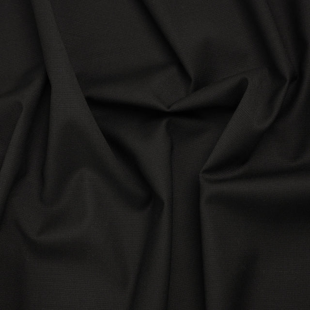 Textured Stretch Wool Suiting - Black - Deadstock