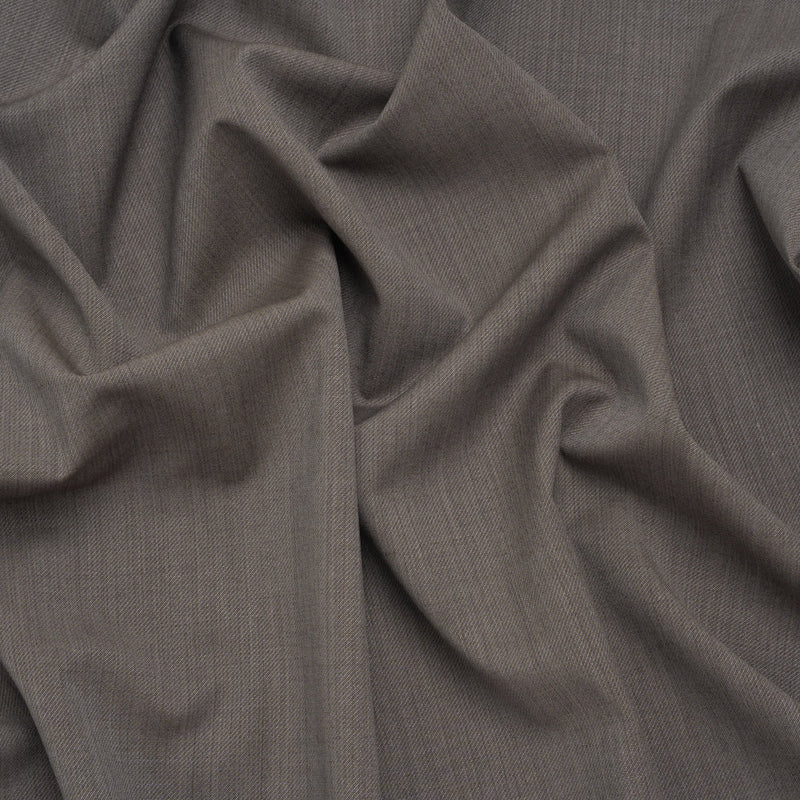 Super 120 Wool Twill Suiting - Gray Brown - Deadstock