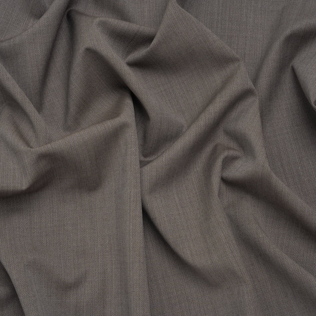 Super 120 Wool Twill Suiting - Gray Brown - Deadstock