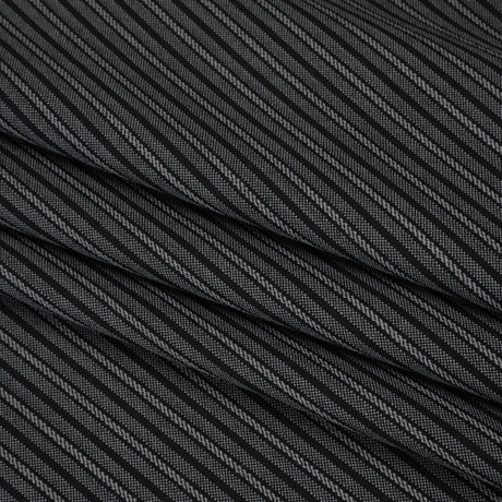 Wool Dobby Suiting - Black and Gray Stripes - Deadstock