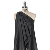 Wool Dobby Suiting - Black and Gray Stripes - Deadstock