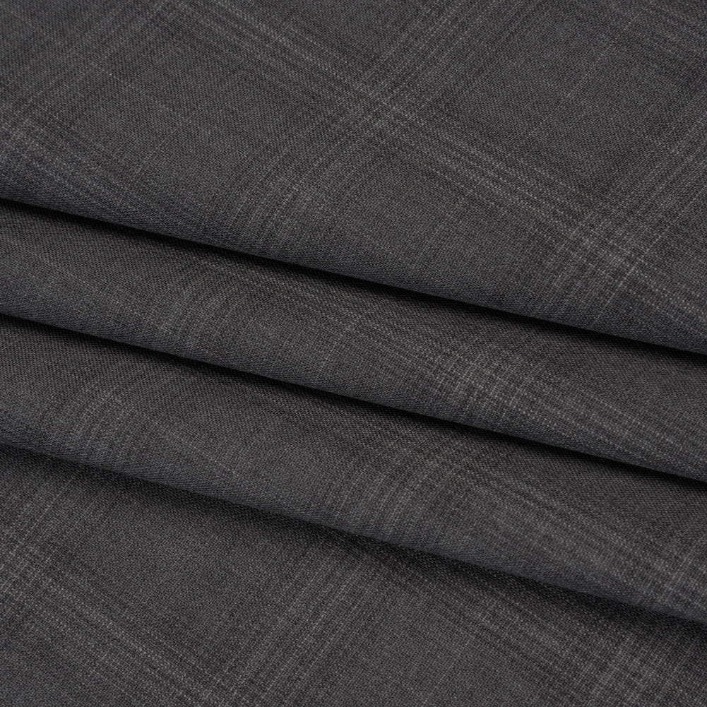 Super 100 Wool Suiting - Gray Monochromatic Plaid - Deadstock