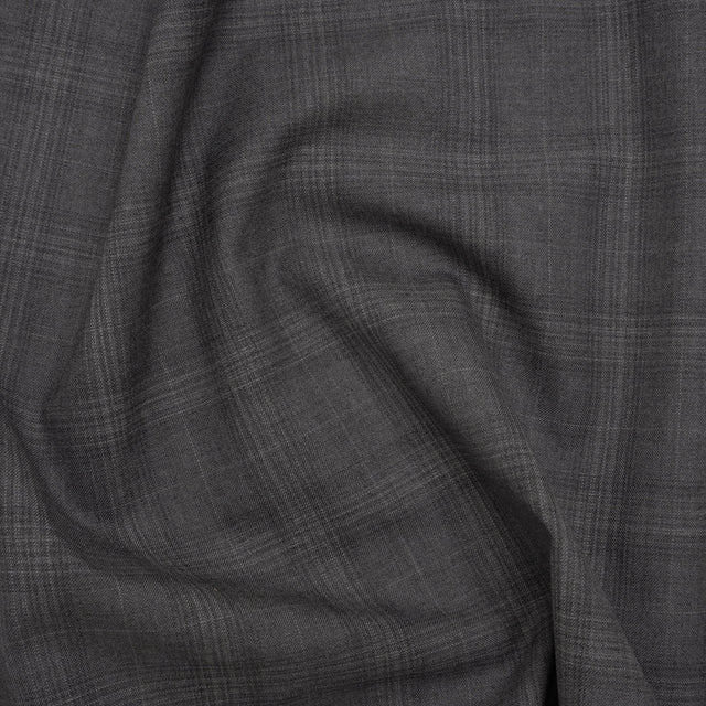 Super 100 Wool Suiting - Gray Monochromatic Plaid - Deadstock