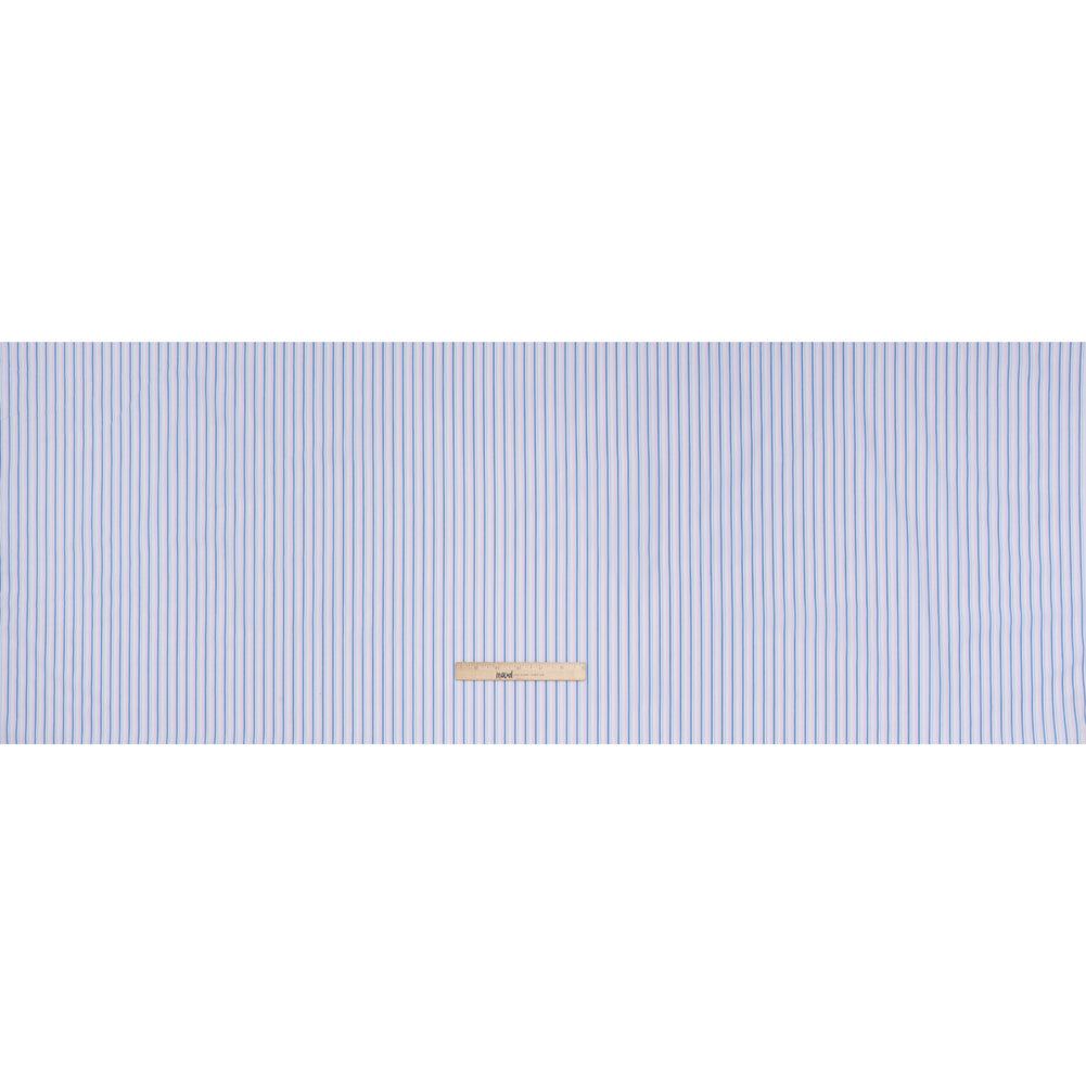 Cotton Shirting - Light Blue, Baby Pink and White Stripes - Deadstock