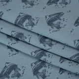 Cotton Pique Knit Print - Navy and Dusty Blue Whales - Deadstock