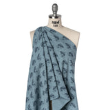 Cotton Pique Knit Print - Navy and Dusty Blue Whales - Deadstock