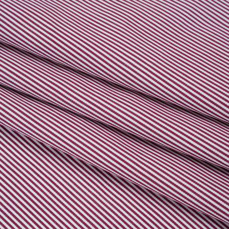 Cotton Shirting - Maroon and White Candy Stripes - Deadstock