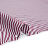 Cotton Shirting - Maroon and White Candy Stripes - Deadstock