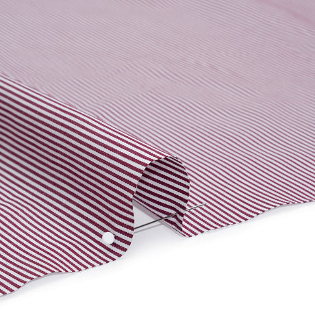 Cotton Shirting - Maroon and White Candy Stripes - Deadstock