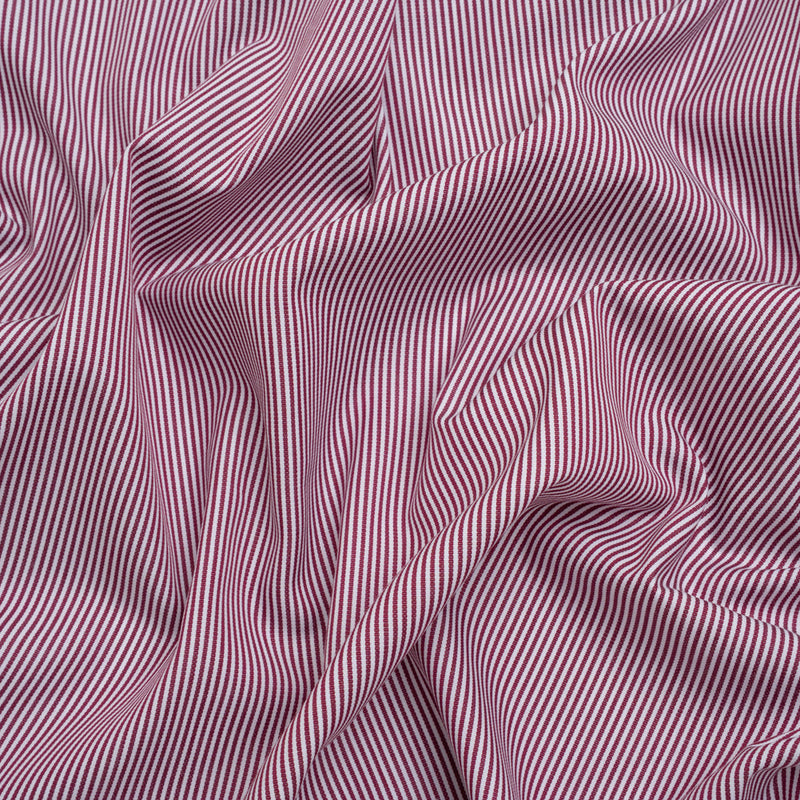 Cotton Shirting - Maroon and White Candy Stripes - Deadstock