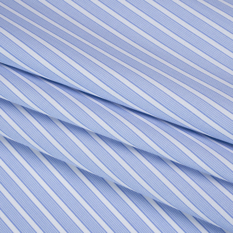 Cotton Twill Shirting - Light Blue and White Stripes - Deadstock