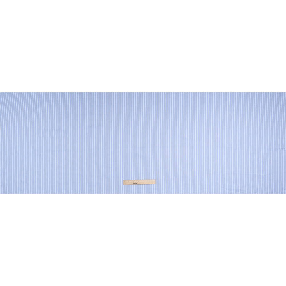 Cotton Twill Shirting - Light Blue and White Stripes - Deadstock