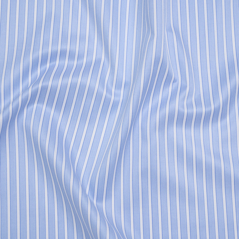 Cotton Twill Shirting - Light Blue and White Stripes - Deadstock