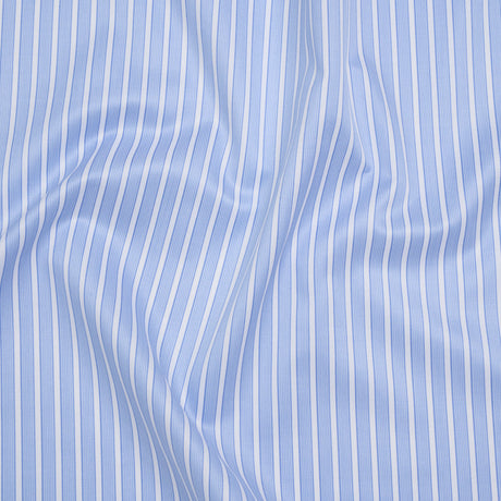 Cotton Twill Shirting - Light Blue and White Stripes - Deadstock