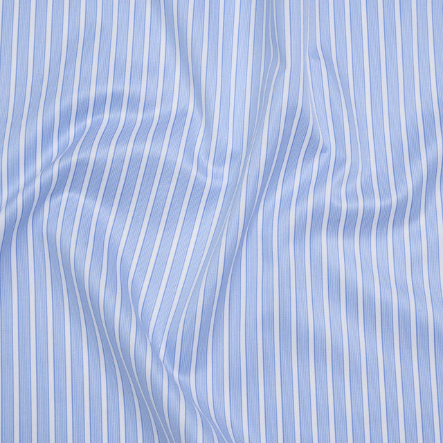 Cotton Twill Shirting - Light Blue and White Stripes - Deadstock