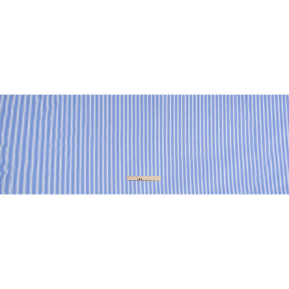Cotton Poplin Shirting - Country Blue and White Stripes - Designer Deadstock