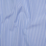 Cotton Poplin Shirting - Country Blue and White Stripes - Designer Deadstock
