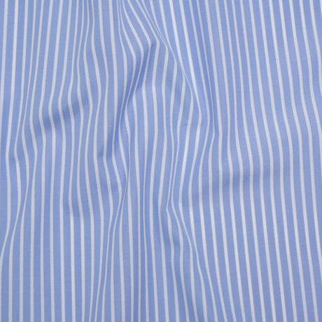 Cotton Poplin Shirting - Country Blue and White Stripes - Designer Deadstock