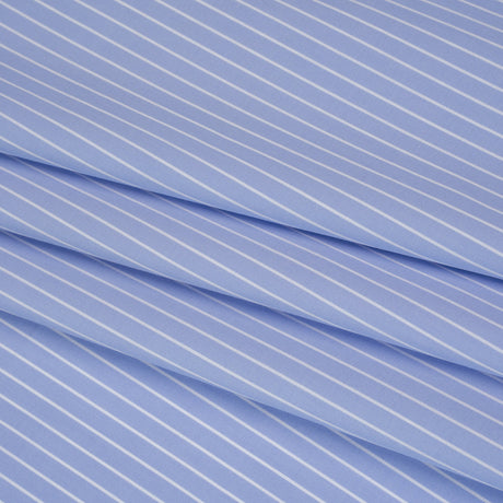 Cotton Poplin Shirting - Country Blue and White Chalk Stripes - Deadstock