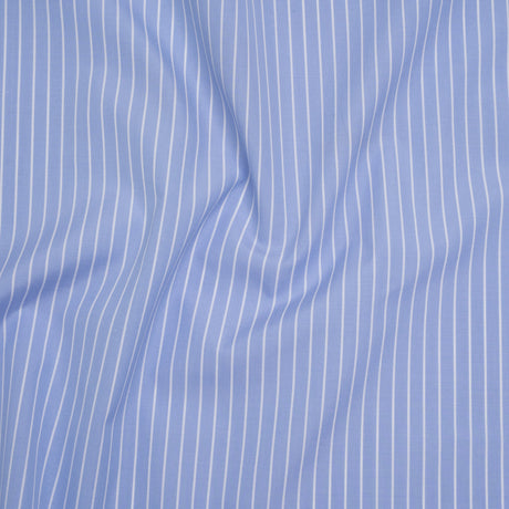 Cotton Poplin Shirting - Country Blue and White Chalk Stripes - Deadstock