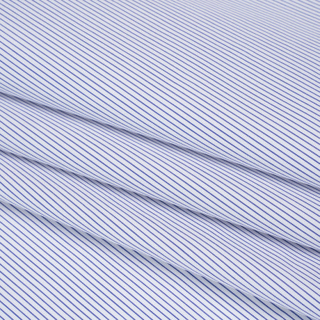 Cotton Poplin Shirting - Dark Blue and White Pinstripes - Deadstock
