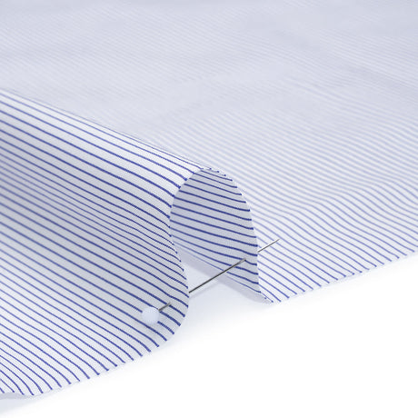 Cotton Poplin Shirting - Dark Blue and White Pinstripes - Deadstock