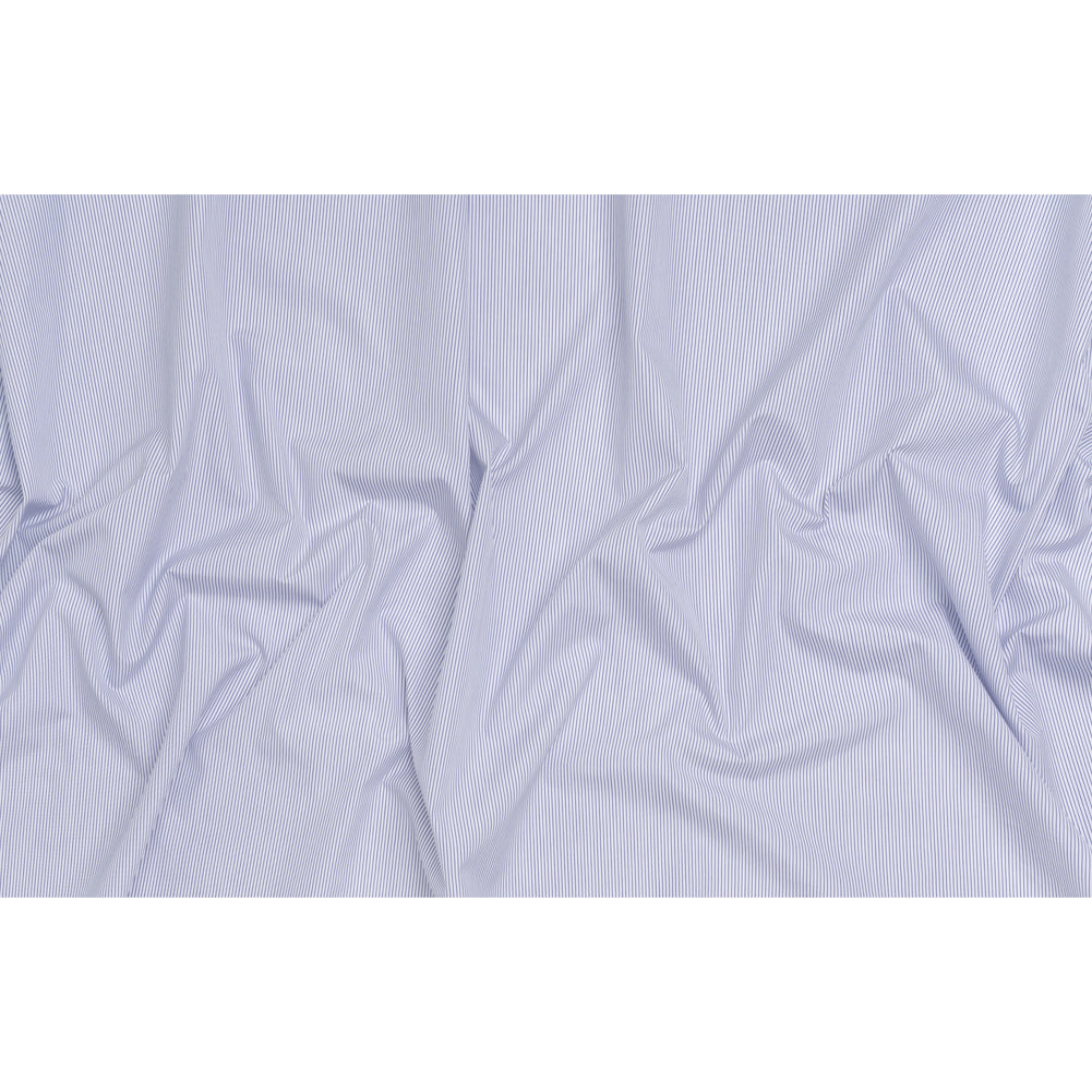 Cotton Poplin Shirting - Dark Blue and White Pinstripes - Deadstock