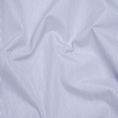 Cotton Poplin Shirting - Dark Blue and White Pinstripes - Deadstock