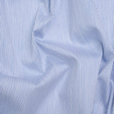 Cotton Twill Shirting - Bright Blue and White Pinstripes - Deadstock