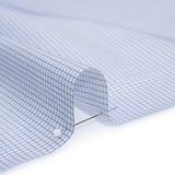Cotton Twill Shirting - Blue and White Graph Paper Checks - Deadstock