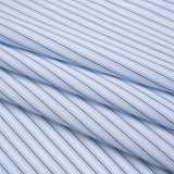Cotton Poplin Shirting - Sky Blue, Black and White Stripes - Deadstock