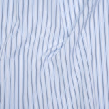 Cotton Poplin Shirting - Sky Blue, Black and White Stripes - Deadstock