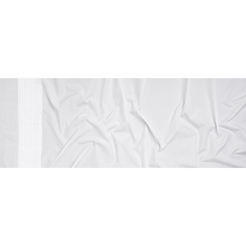 Pintucked Cotton Tuxedo Shirting - White Pintuck Stripe Border - Deadstock