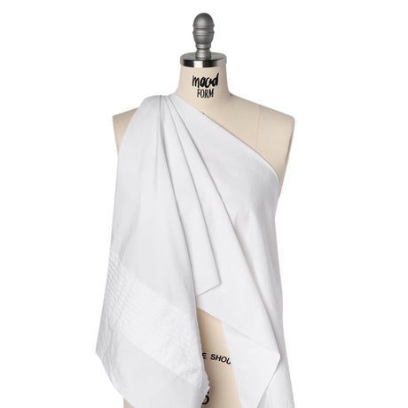Pintucked Cotton Tuxedo Shirting - White Pintuck Stripe Border - Deadstock
