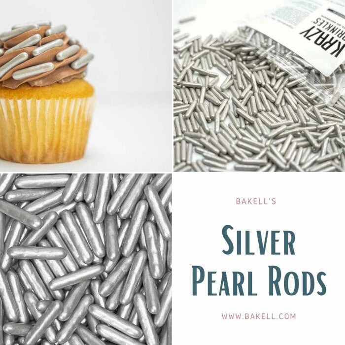 Krazy Sprinkles Metallic Silver Rods Sprinkles by Bakell