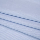 Cotton Twill Shirting - Sky Blue, Blue and White Bordered Candy Stripes - Deadstock